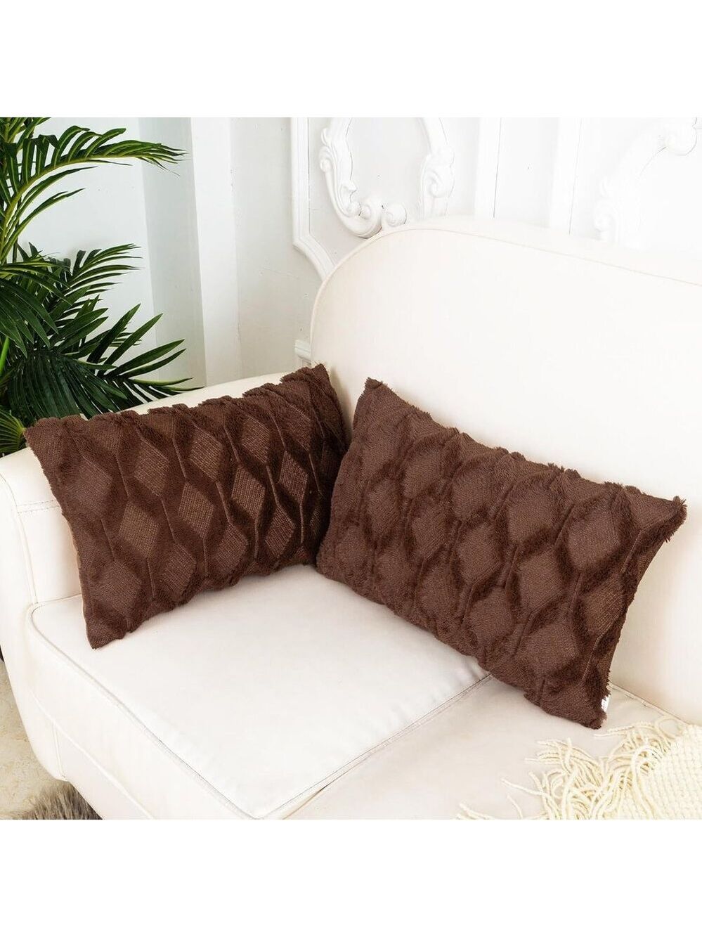 Brown Throw Pillow Covers 12x20 Set of 2 NWOT
